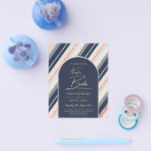 Lunar Navy Blue Blush Pink Rose Gold Weddenschap Flyer (Enkel)