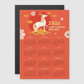 Lunar New Year 2026 Horse Calendar Magnetic Card (Voorkant / Achterkant)