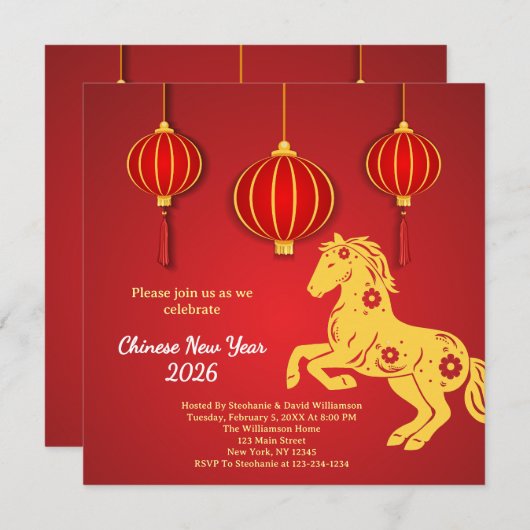 Lunar New Year 2026 | Year of the Horse Kaart (Voorkant / Achterkant)