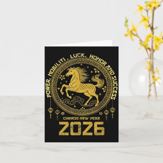 Lunar New Year 2026 Zodiac Horse Collection  Kaart (Gele Bloem)