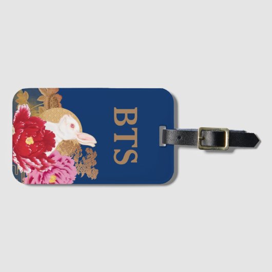 Lunar New Year - Blue Gold Rabbit Bagagelabel (Voorkant (horizontaal))