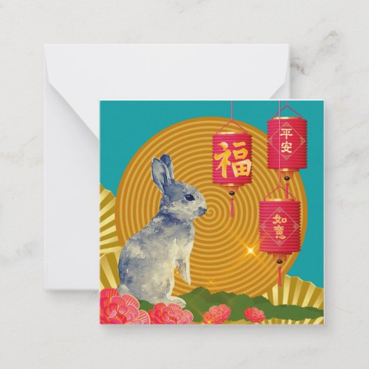Lunar New Year Greeting Card in Cantonees Chinees Notitiekaartje (Voorkant)