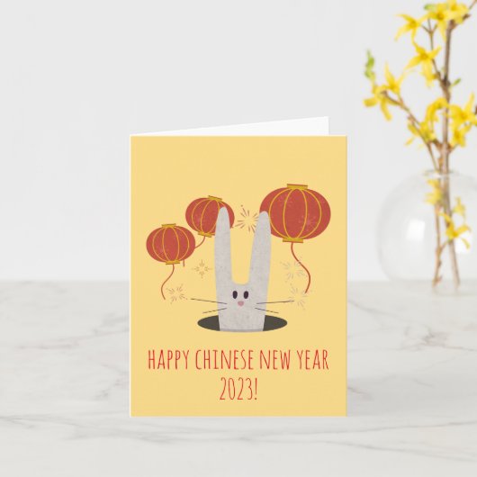 Lunar New Year Greetings for the Year Rabbit Ca Kaart (Gele Bloem)
