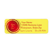 Lunar New Year Happiness Prosperity Harmony Etiket (Voorkant)