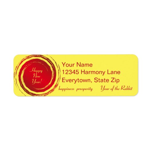 Lunar New Year Happiness Prosperity Harmony Etiket (Voorkant)
