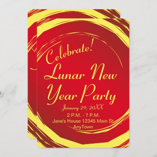 Lunar New Year Happiness Prosperity Harmony Kaart (Voorkant / Achterkant)