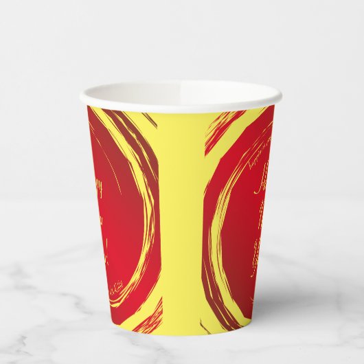 Lunar New Year Happiness Prosperity Harmony Papieren Bekers (Links)