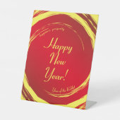 Lunar New Year Happiness Prosperity Harmony Reclamebord Met Voetstuk (Voorkant)