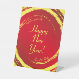 Lunar New Year Happiness Prosperity Harmony Reclamebord Met Voetstuk