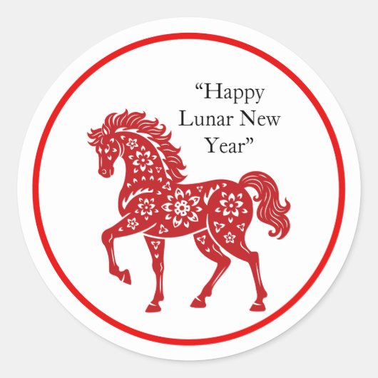 Lunar New Year Horse Sticker Pack Red Floral (Voorkant)