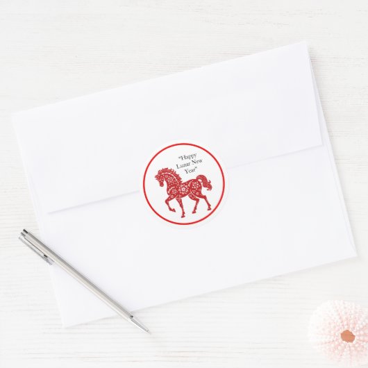Lunar New Year Horse Sticker Pack Red Floral (Envelop)