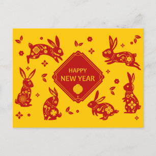 Lunar New Year of Rabbit 2023 Zodiac Animal Briefkaart
