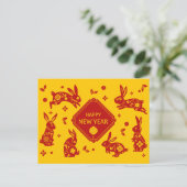 Lunar New Year of Rabbit 2023 Zodiac Animal Briefkaart (Staand voorkant)