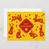 Lunar New Year of Rabbit 2023 Zodiac Animal Briefkaart (Voorkant / Achterkant)