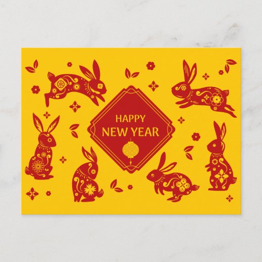 Lunar New Year of Rabbit 2023 Zodiac Animal Briefkaart (Voorkant)