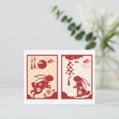 Lunar New Year of Rabbit 2023 Zodiac Animal Briefkaart (Staand voorkant)