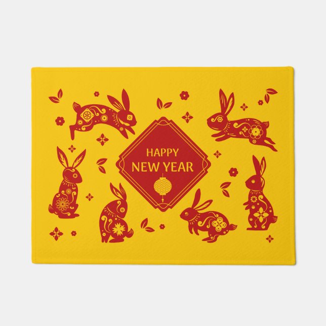 Lunar New Year of Rabbit 2023 Zodiac Animal Deurmat (Voorkant)