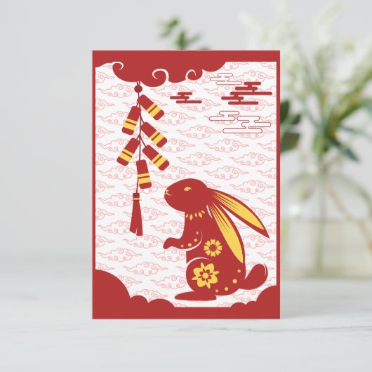 Lunar New Year of Rabbit 2023 Zodiac Animal Kaart (Staand voorkant)