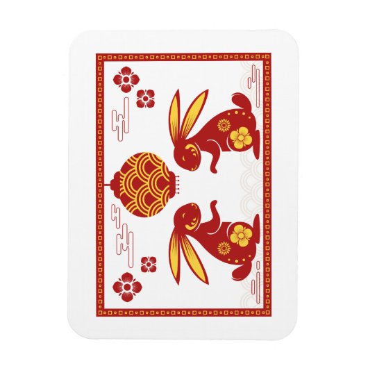 Lunar New Year of Rabbit 2023 Zodiac Animal Magneet (Verticaal)