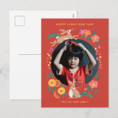 Lunar new year of the rabbit fotovakantiekaart feestdagenkaart (Voorkant / Achterkant)