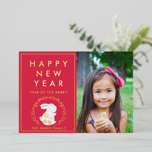 Lunar New Year of the Rabbit Photo Folie Kaart (Staand Voorkant)