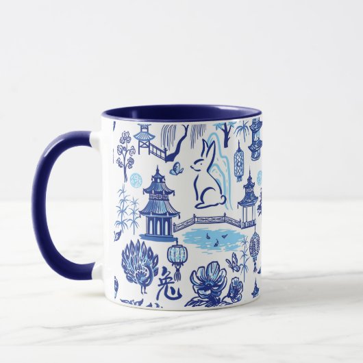 Lunar New Year Rabbit Chinoiserie Blue Mok (Links)