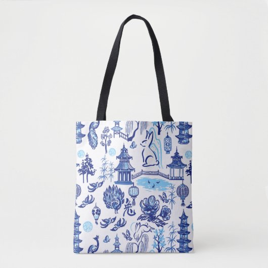Lunar New Year Rabbit Chinoiserie Canvas tas (Voorkant)