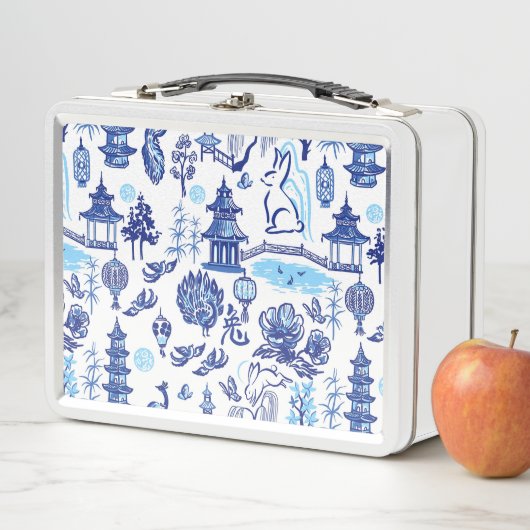 Lunar New Year Rabbit Chinoiserie White Lunch Box (In situ)