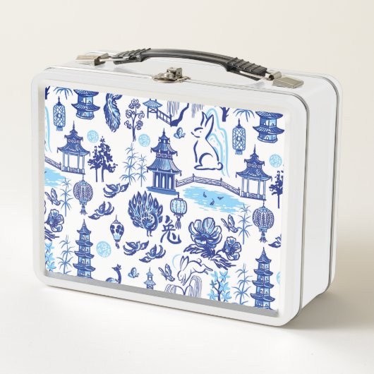 Lunar New Year Rabbit Chinoiserie White Lunch Box (Voorkant)