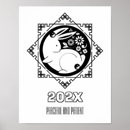 Lunar New Year Rabbit Coloring Poster
