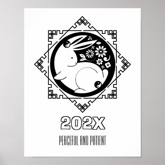 Lunar New Year Rabbit Coloring Poster (Voorkant)