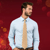 Lunar New Year Red Horse n Clouds on Gold Pattern Stropdas