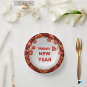 Lunar New Year Red Modern Illustrative Style Papieren Kommen