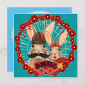 Lunar New Year Wedding Flat Kaart op Cantonese eil (Voorkant / Achterkant)