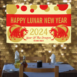 Lunar Nieuwjaar 2024 Red Dragon Schattige Party We Spandoek