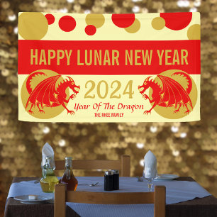 Lunar Nieuwjaar 2024 Red Dragon Schattige Party We Spandoek