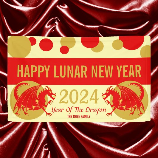 Lunar Nieuwjaar 2024 Red Dragon Schattige Party We Spandoek