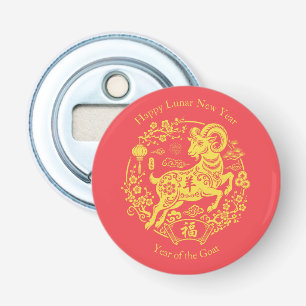 Lunar Nieuwjaar Chinese Zodiak Geit Button Flesopener