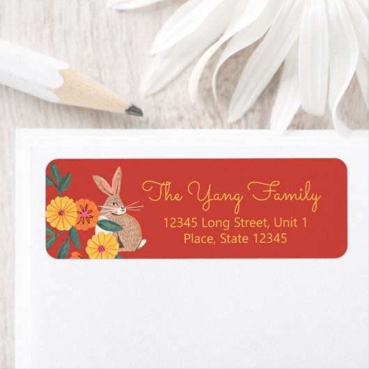 Lunar nieuwjaar konijn etiket (Insitu)