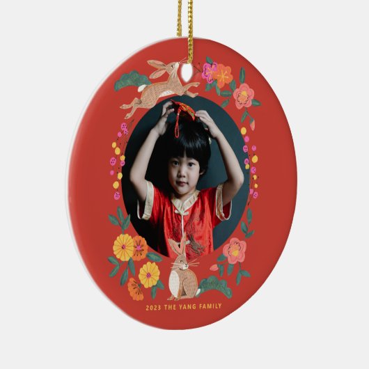 Lunar nieuwjaar konijnenfoto keramisch ornament (Rechts)