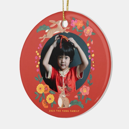 Lunar nieuwjaar konijnenfoto keramisch ornament (Links)