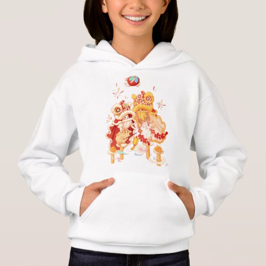 Lunar Nieuwjaar Leeuw Dans Vrouwen Hoodie (Voorkant)