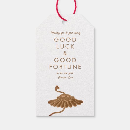 Lunar nieuwjaar Luxury White en Gold Rabbit Cadeaulabel (Achterkant)