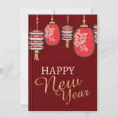 Lunar Nieuwjaar rode lantaarn Feestdagenkaart (Voorkant)
