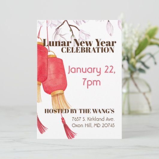 Lunar nieuwjaarsviering kaart (Staand voorkant)