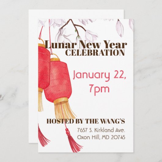 Lunar nieuwjaarsviering kaart (Voorkant / Achterkant)