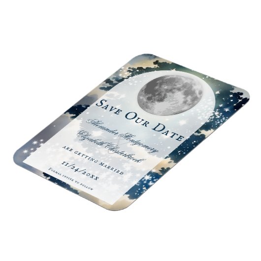 Lunar Night Sky Bewaar de datum Magneet (Linkerzijde)