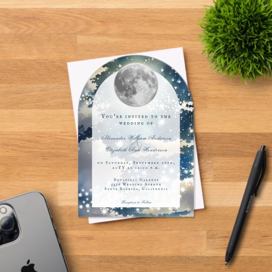Lunar Night Sky Wedding Acryl Uitnodigingen (Insitu (Uitnodiging))