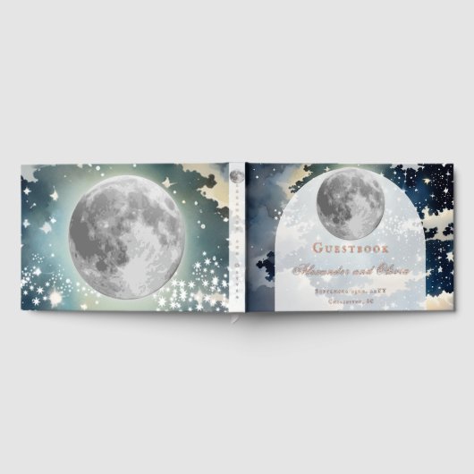 Lunar Night Sky Wedding Folie Gastboek Gastenboek (Volledig)