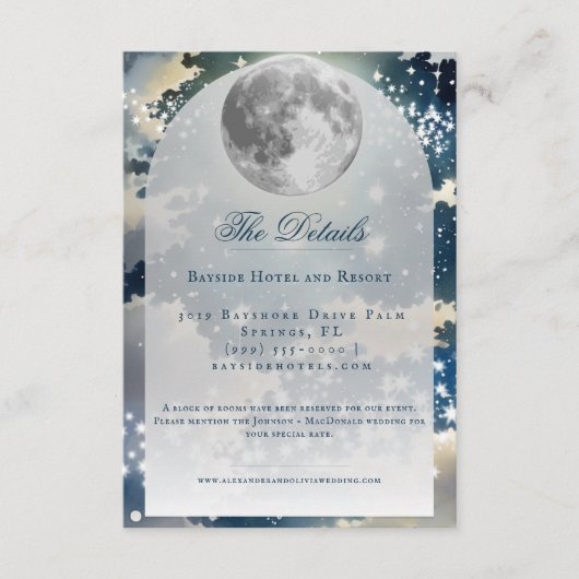 Lunar Night Sky Wedding Informatiekaartje (Voorkant)